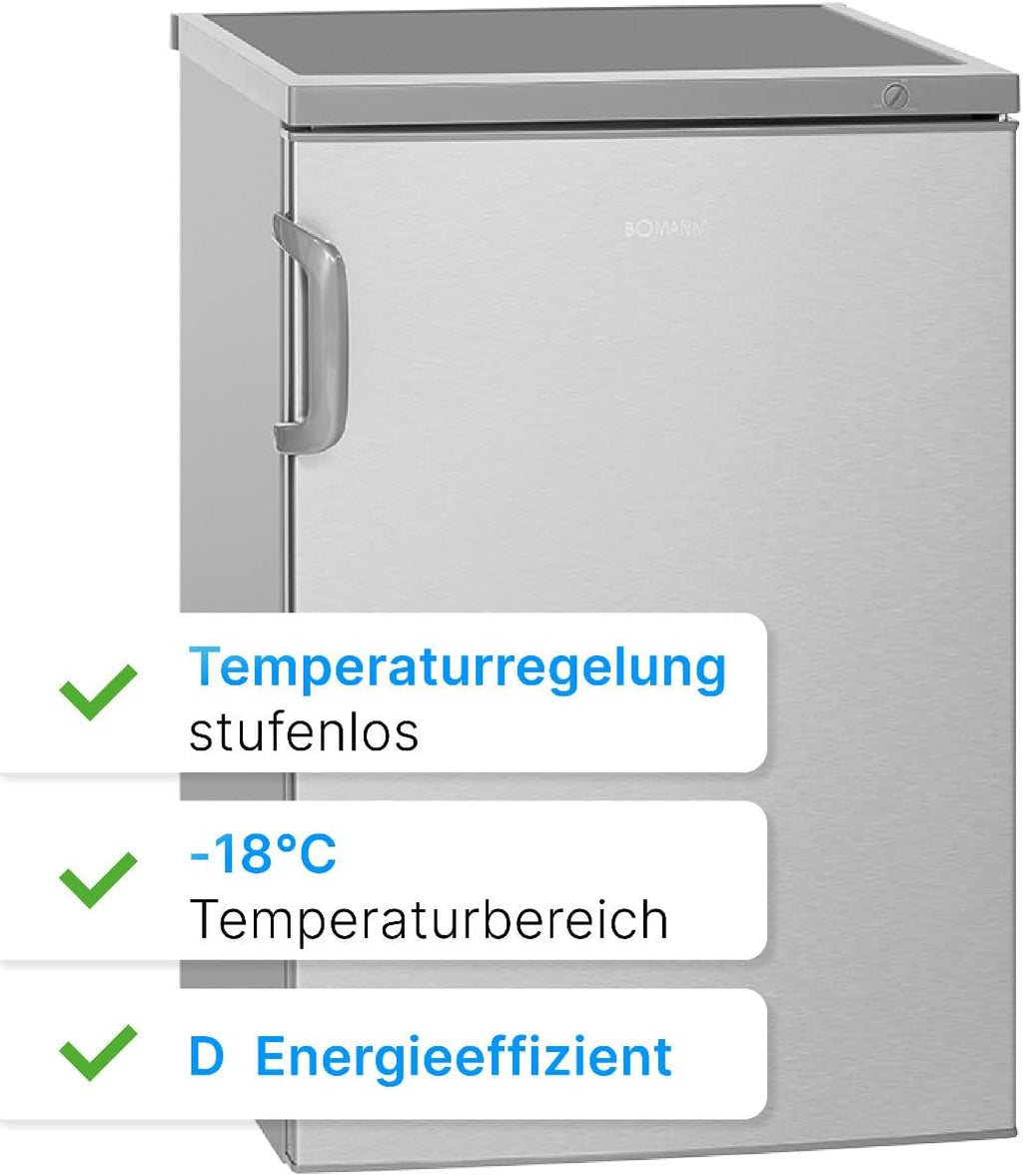 Bomann® Vriezer 87L | Kleine vriezer met temperatuurbereik ≤ -18°C | 3 laden | Vriezer met verwisselbare deuraanslag | Kleine vriezer GS 7253 wit