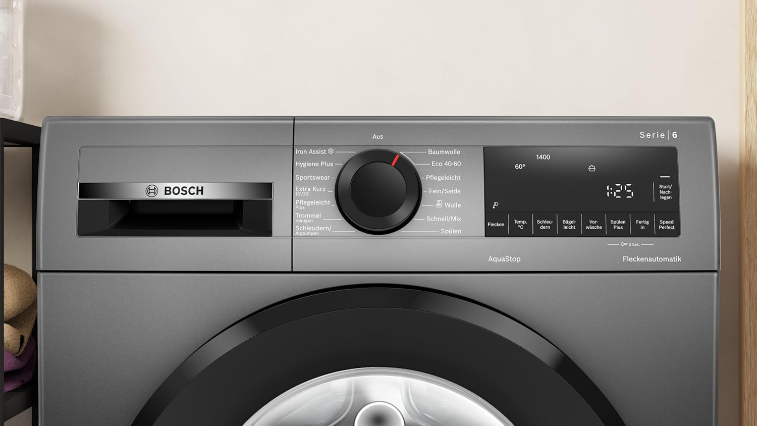 BOSCH WAN28127 Wasmachine Serie 4, voorlader met 8kg inhoud, 1400 tpm, Iron Assist, Active Water Plus, EcoSilence Drive, Speed Perfect, Wit, 60cm