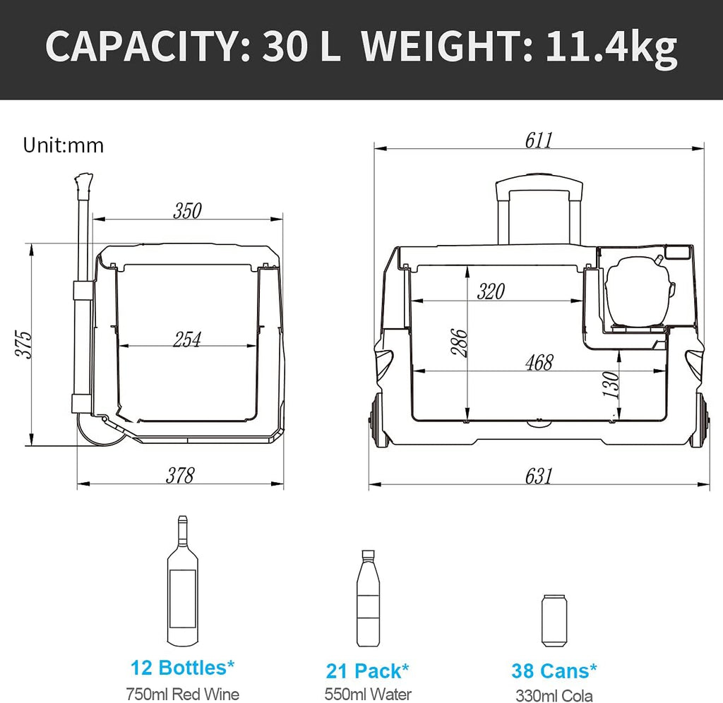 Alpicool CF55 55 Liter Koelbox 12V Draagbare Mini Koelkast Elektrische Vriesbox Kleine Vrieskist voor Auto, Camping, Vrachtwagen, Boot en Stopcontact met USB-aansluiting, -20℃ tot 20℃