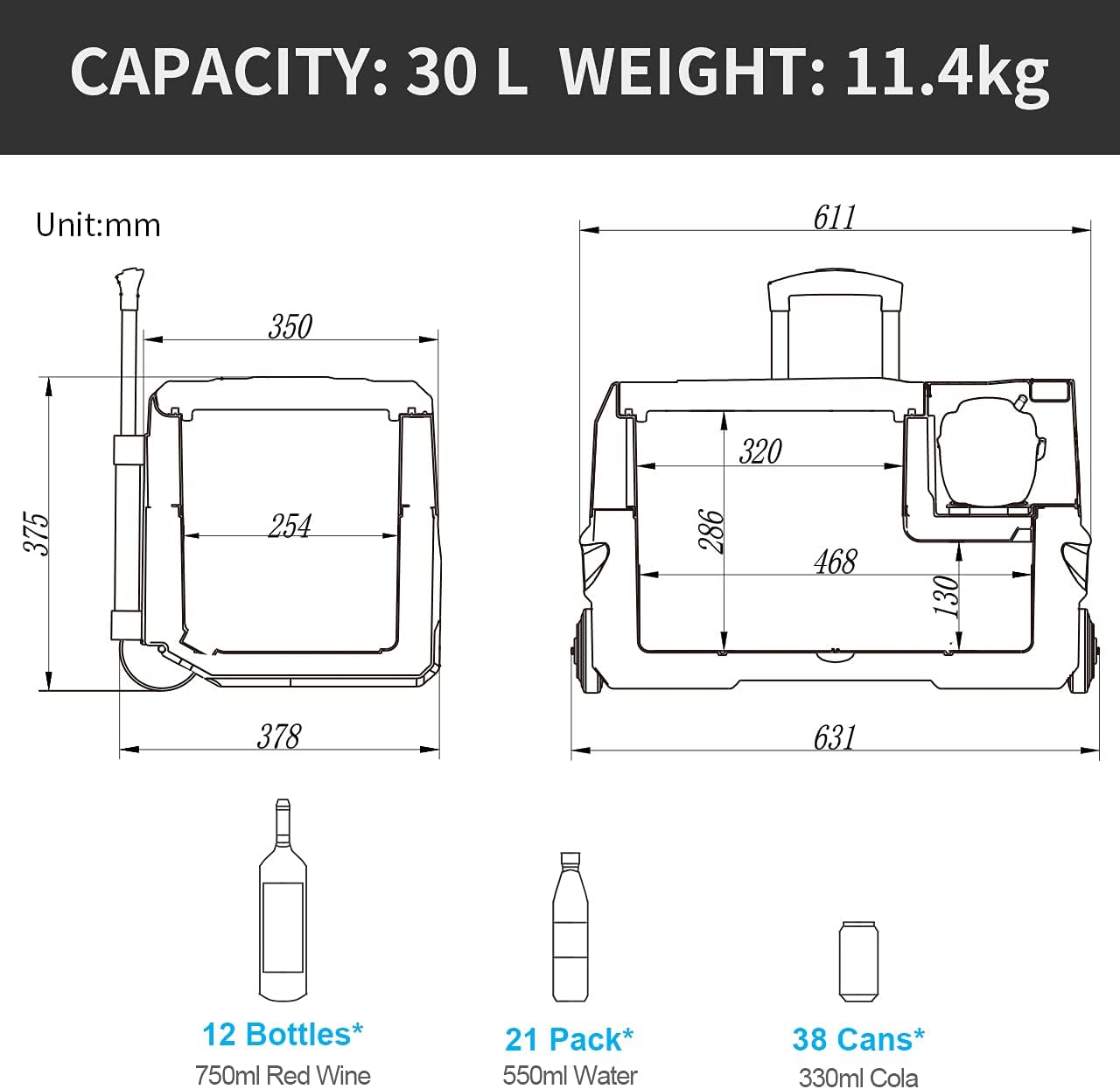 Alpicool CF55 55 Liter Koelbox 12V Draagbare Mini Koelkast Elektrische Vriesbox Kleine Vrieskist voor Auto, Camping, Vrachtwagen, Boot en Stopcontact met USB-aansluiting, -20℃ tot 20℃