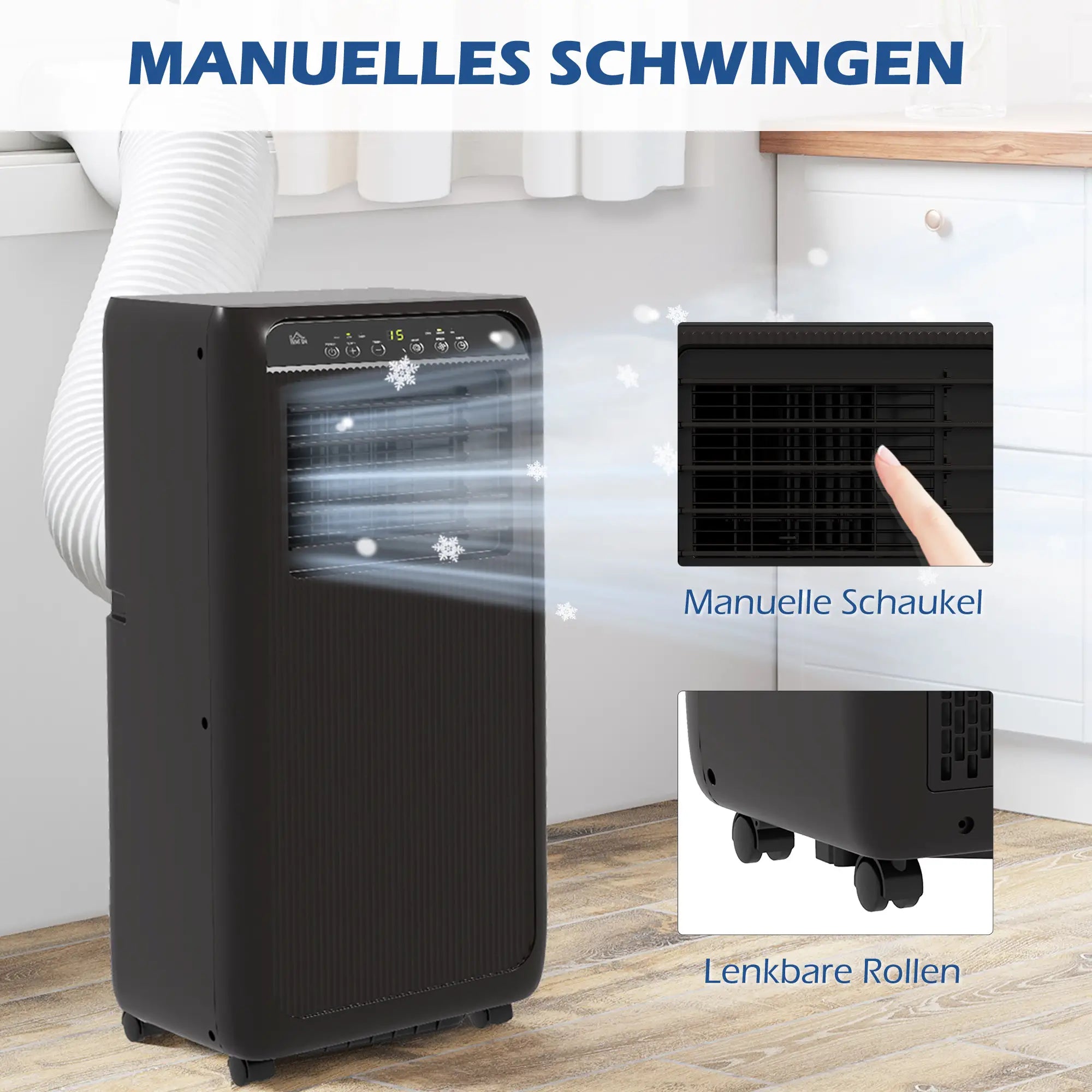 HOMCOM Mobiele Airco 3-in-1 9000 BTU Timer Afstandsbediening