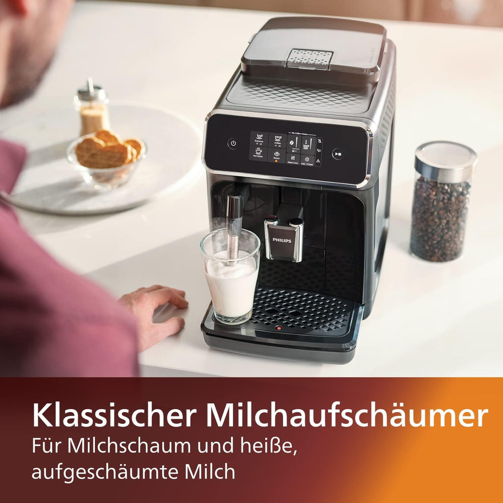 Philips Serie 2200 Espressomachine – Klassieke Melkopschuimer, Intuïtief Touchdisplay, mat Zwart (EP2220/10)