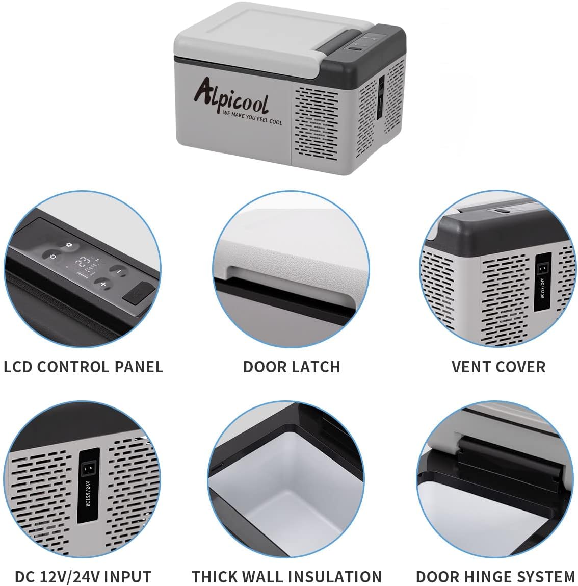 Alpicool C12 12L koelbox 12 V mini koelkast elektrische compressor auto koelkast camping vriezer kleine draagbare voor auto, vrachtwagen, boot, camper met USB-aansluiting