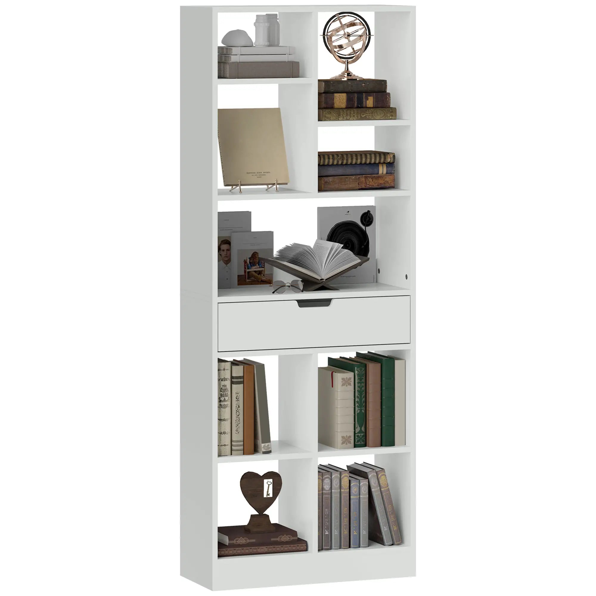 HOMCOM Boekenkast met lade veel opbergruimte Wit