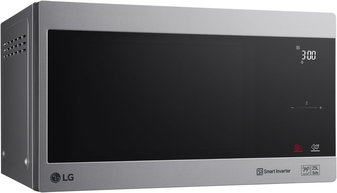 LG MS2595CIS magnetron met Smart Inverter-technologie, 25 liter inhoud, 1000 W, automatische programma's, instelbare vermogensniveaus en EasyClean-functie, zilver