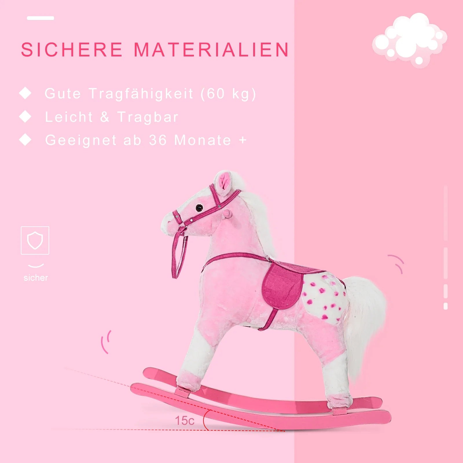 HOMCOM Schommelschaap met geluid roze