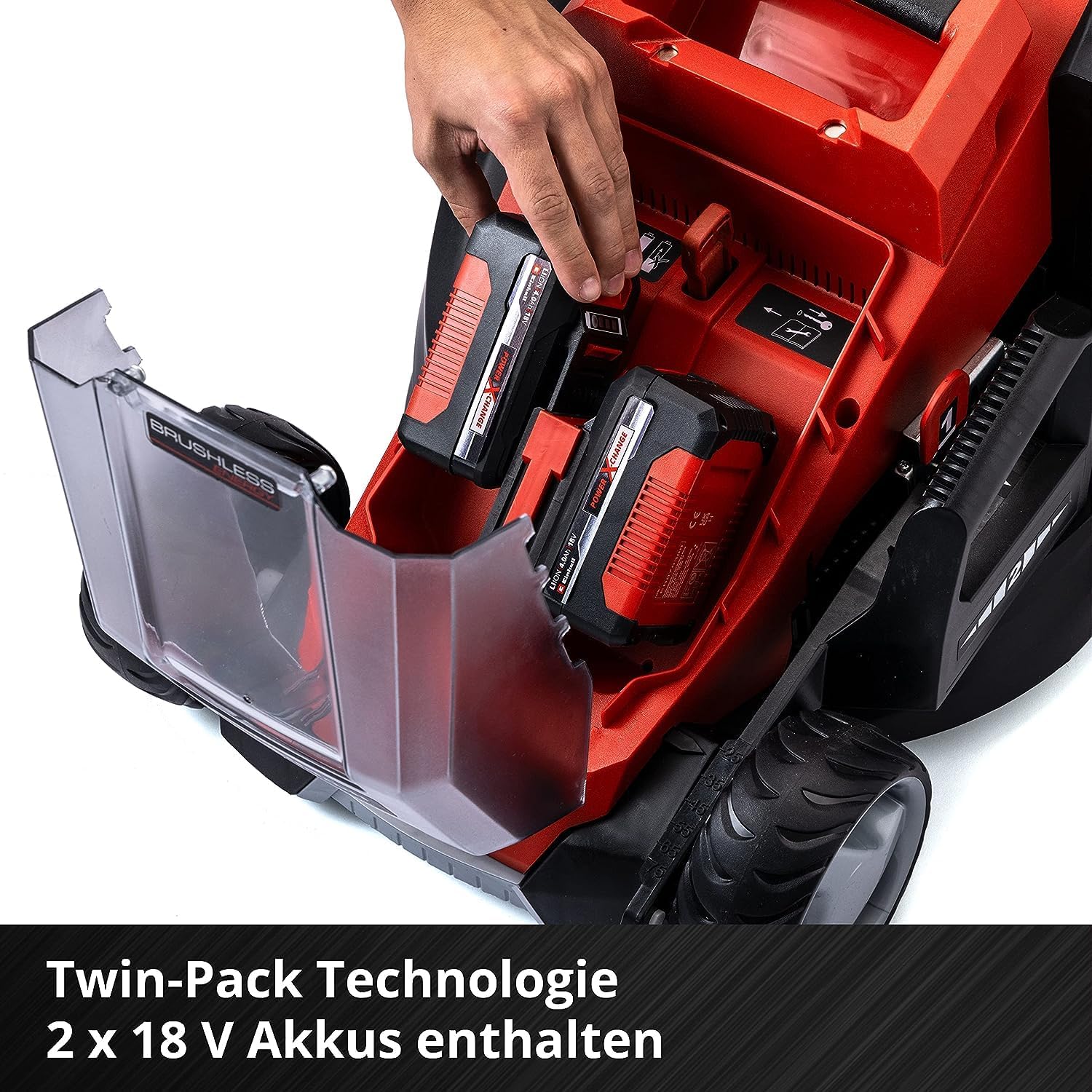 Einhell Accu grasmaaier GE-CM 36/36 Li Kit Power X-Change (36 V, 36 cm maaibreedte, tot 400 m², Brushless, 40L opvangzak, 25-75 mm maaihoogte, incl. 2x 4,0 Ah accu + 2x lader)