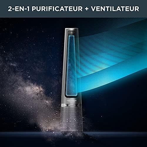 Rowenta QU5062 Eclipse 3-in-1 luchtreiniger | Heteluchtkachel | Ventilator | filtert 99,9% van de deeltjes | voor ruimtes tot 30 m2 | snelle verwarming tot 35°C | automatische dag- en nachtmodus | Zwart/Grijs