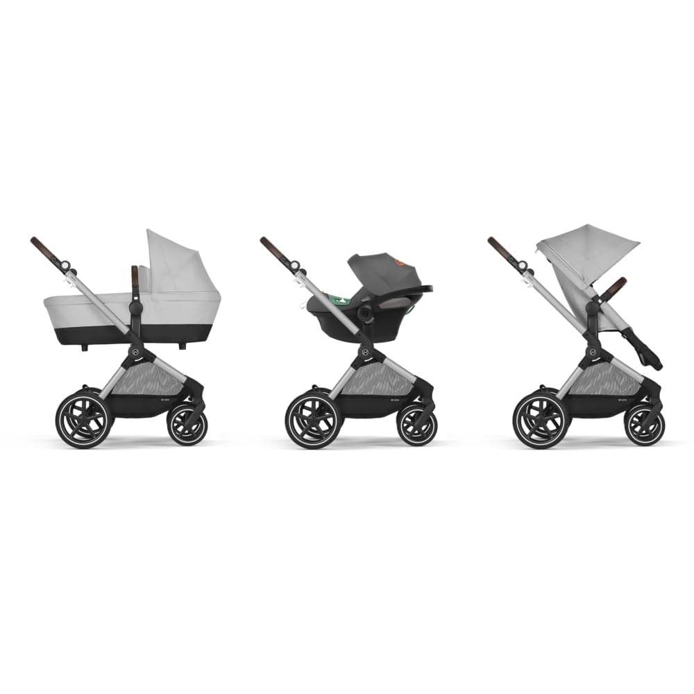 CYBEX Gold Kinderwagen EOS Lux 2-in-1 met Aton B2 i-Size autostoel en autostoeladapters, reissysteem, vanaf de geboorte tot 22 kg (ca. 4 jaar), Moon Black (Zwart)