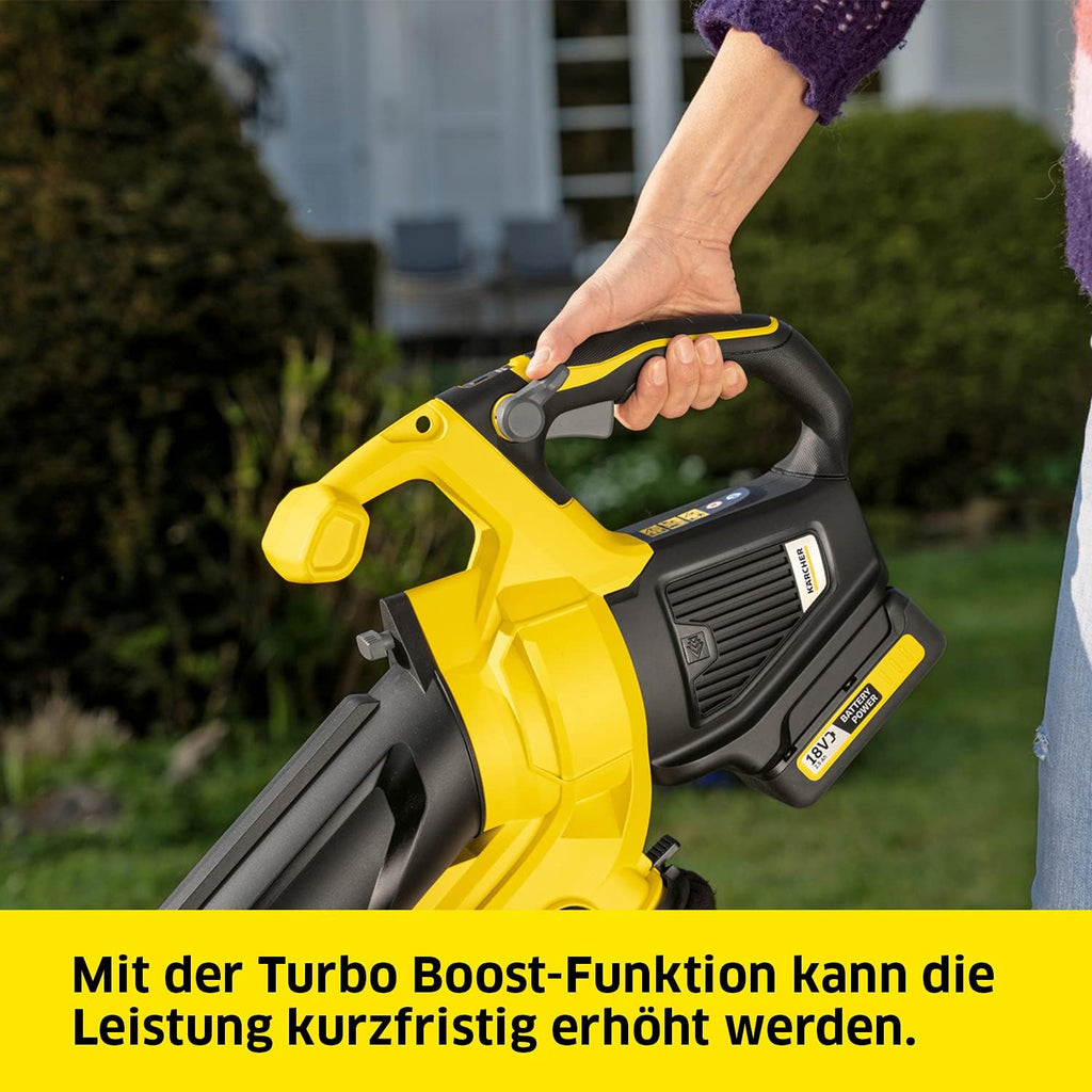 Kärcher 18 V accu bladblazer en -zuiger BLV 18-200 Battery Set, incl. 18 V/2,5 Ah accu en snellader, met mulchfunctie, luchtsnelheid: 200 km/u, opvangzak volume: 45 l, gewicht: 3,5 kg