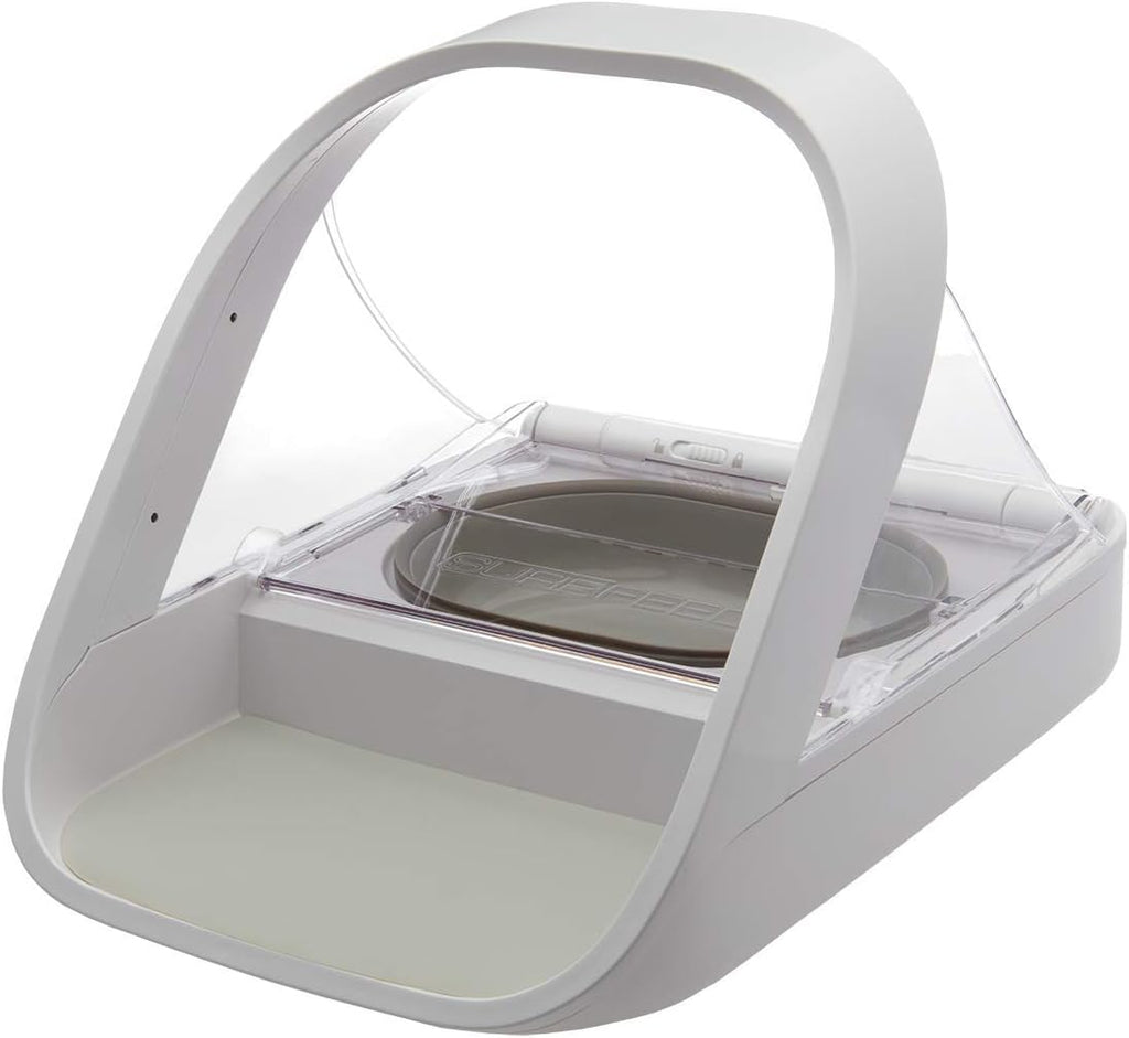 Sure Petcare SureFeed Microchip-voerautomaat voor huisdieren, met dichte dekselafdichting, compatibel met RFID-halsbandhanger, geschikt voor nat- en droogvoer, werkt op batterijen, wit