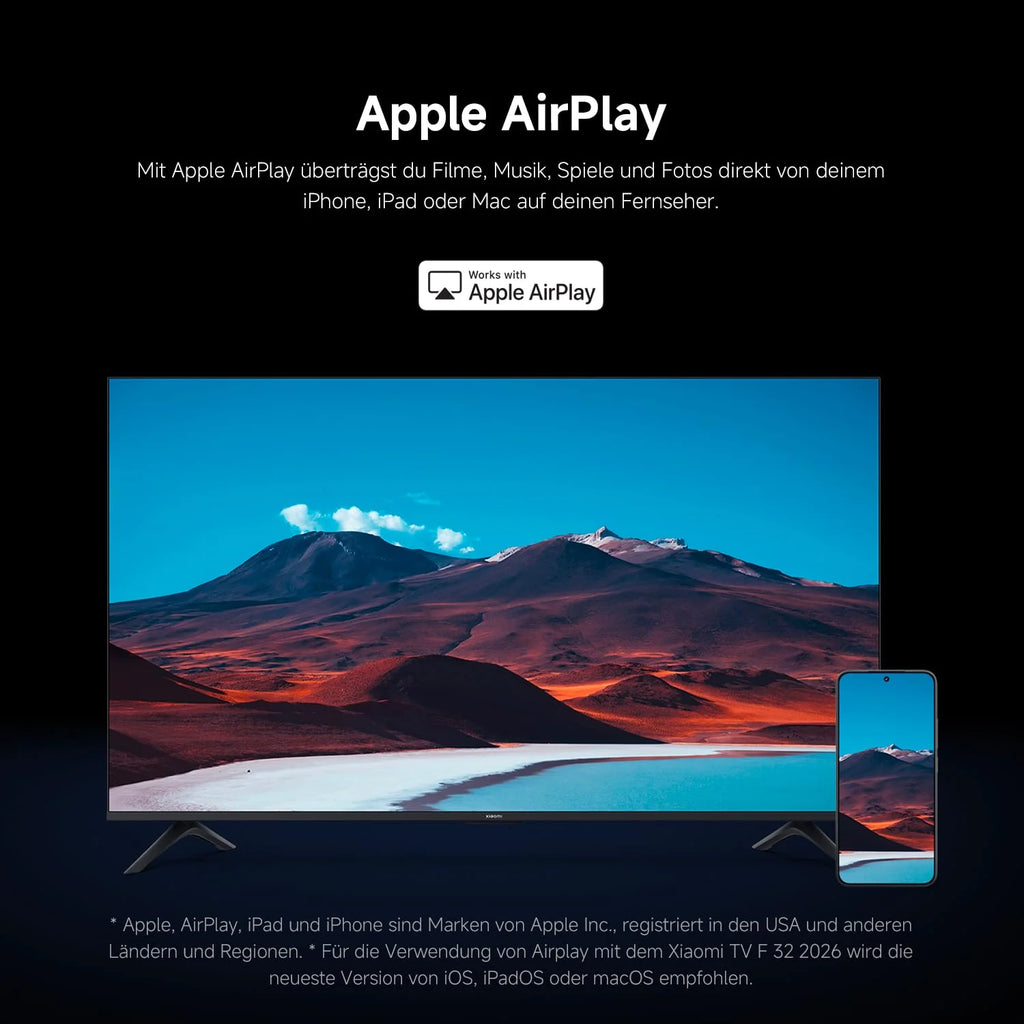 Xiaomi TV F 32, 32 inch (81 cm), HD, Smart TV, Fire OS7, Triple Tuner DVB-C/S/S2/T/T2, Dolby Audio™, DTS Virtual:X, DTS-HD, spraakbediening met Alexa, Compatibel met Apple AirPlay