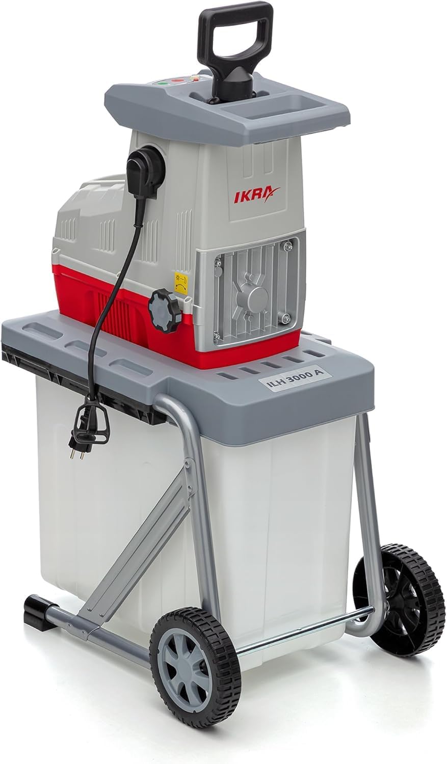IKRA 81002880 elektrische tuinhakselaar rolhakselaar ILH 3000 A, stil, robuust, onderhoudsarm, sterk 3.000 watt, takdikte tot 44 mm, 230 V