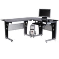 HOMCOM Hoekbureau L-vorm met Toetsenbordlade & PC-toren-houder