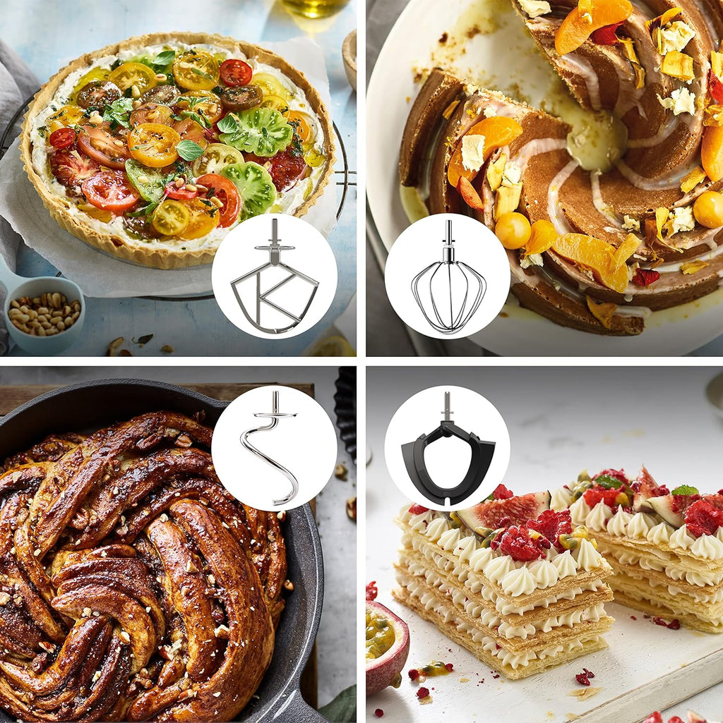 Kenwood Titanium Chef Baker KVL85.424SI Keukenmachine met geïntegreerde weegschaal, incl. 4-delige patisserie set, 7 L en 5 L mengkom, traploze snelheidsregeling, 1200 W, zilver