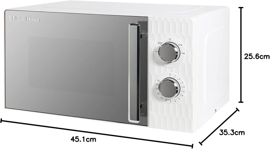 Russell Hobbs Honeycomb RHMM715G 17 liter 700 W grijs solo handmatige magnetron met 5 standen, geïntegreerde timer en ontdooifunctie