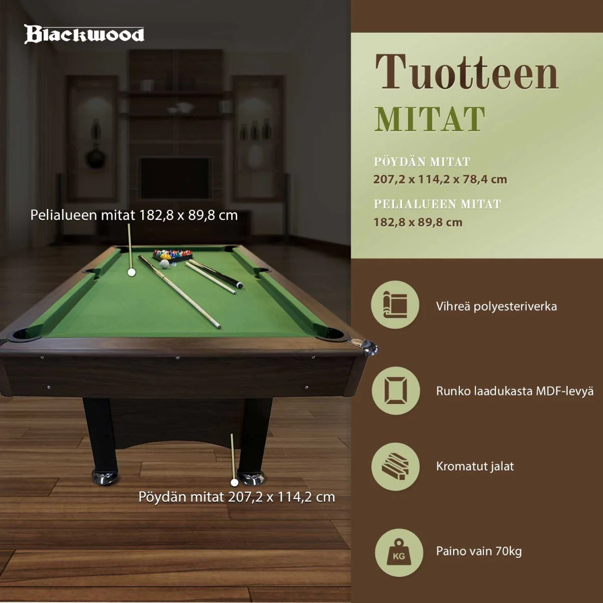 Blackwood biljarttafel Basic 6'