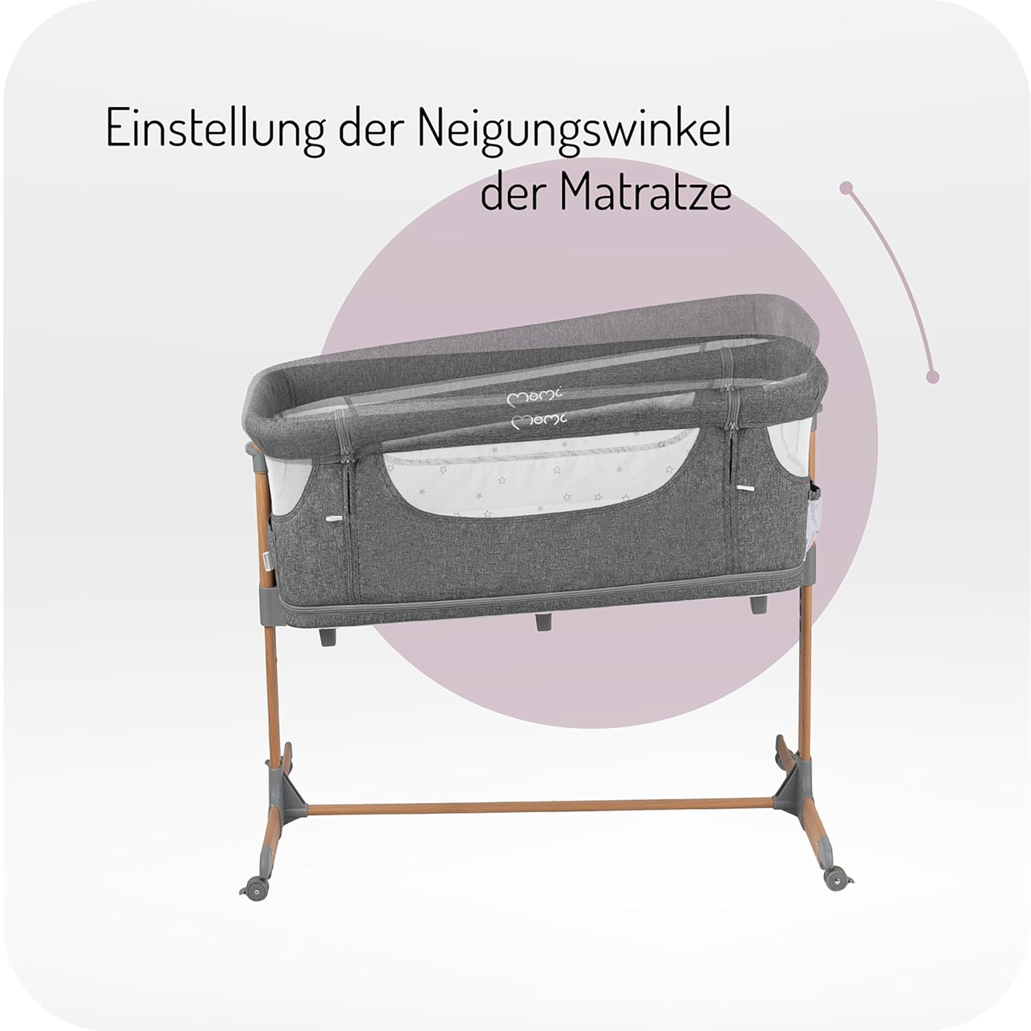 Momi SMART Bed 4-in-1 Bijzetbedden tot 15 kg, Bijzetbed voor baby's met matras, Hoogteverstelbaar
