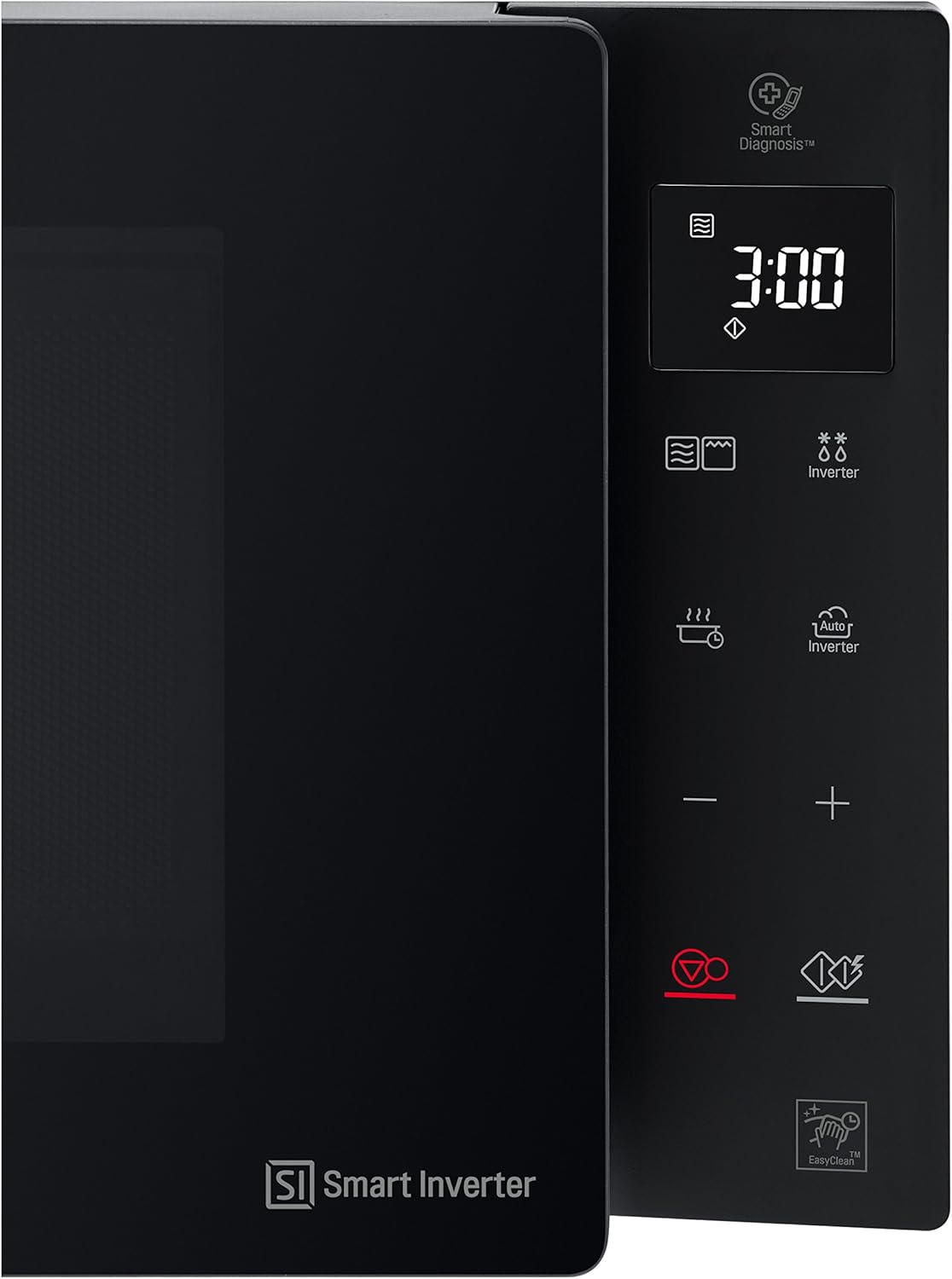 LG MH6535GIS Magnetron met invertertechnologie en kwartsgrill, 25 liter inhoud, 1000 W, automatische programma's, instelbare vermogensniveaus voor optimaal koken en EasyClean-functie, Zwart