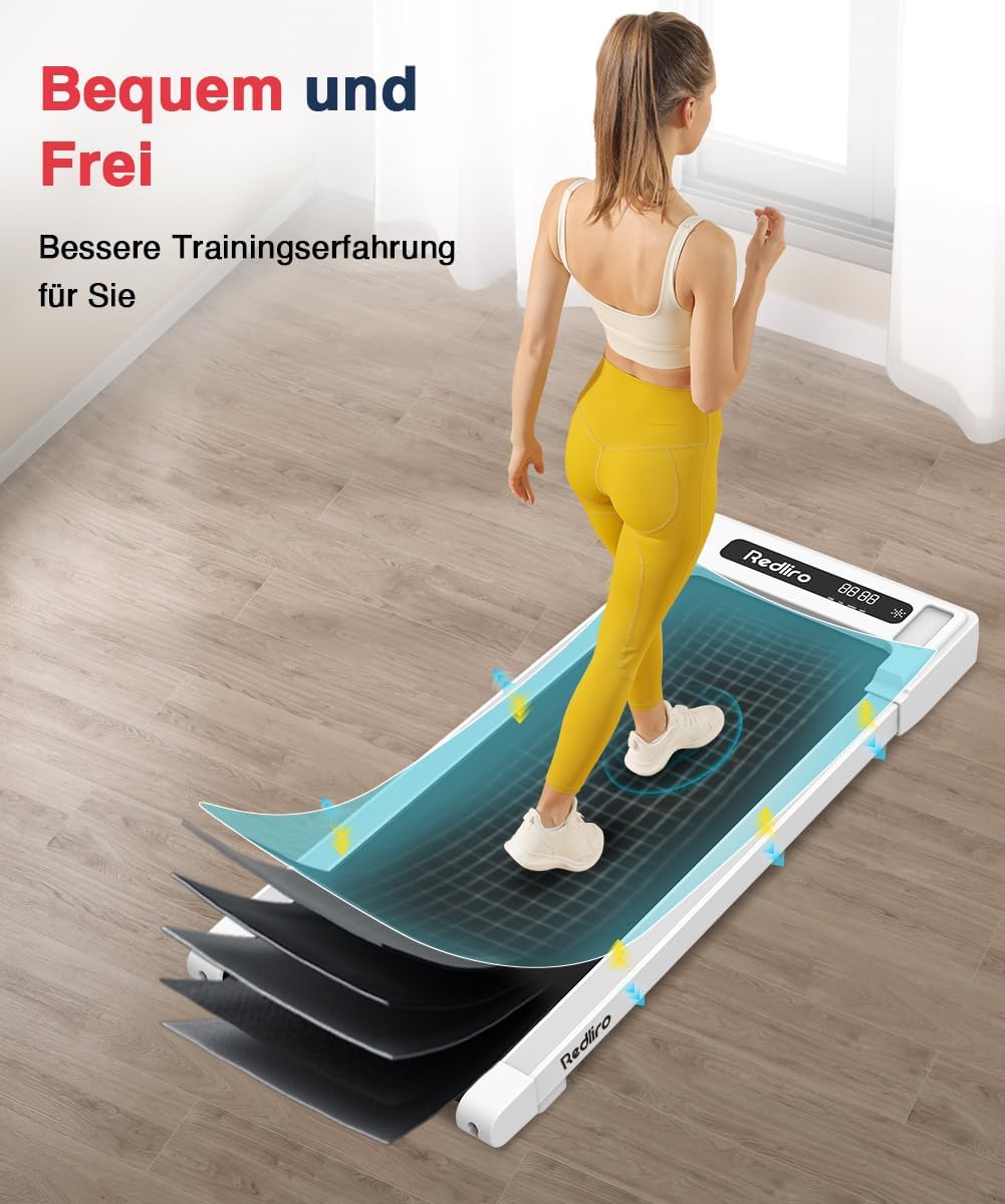 Redliro Walking Pad, Thuisloopband met Afstandsbediening en LED-Display, Compacte en Stille Loopband voor Thuis/Kantoor 1-6km/u