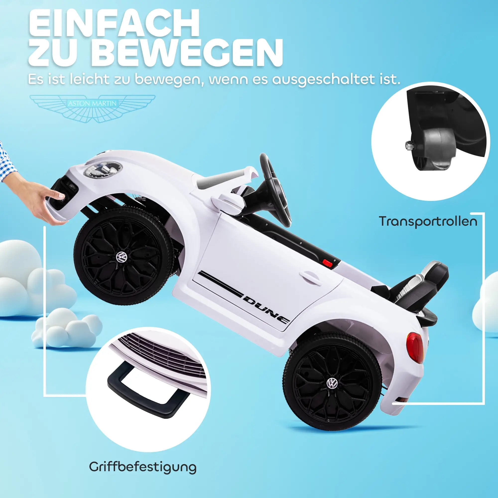 AIYAPLAY Kinder elektrische auto 12V met afstandsbediening Wit