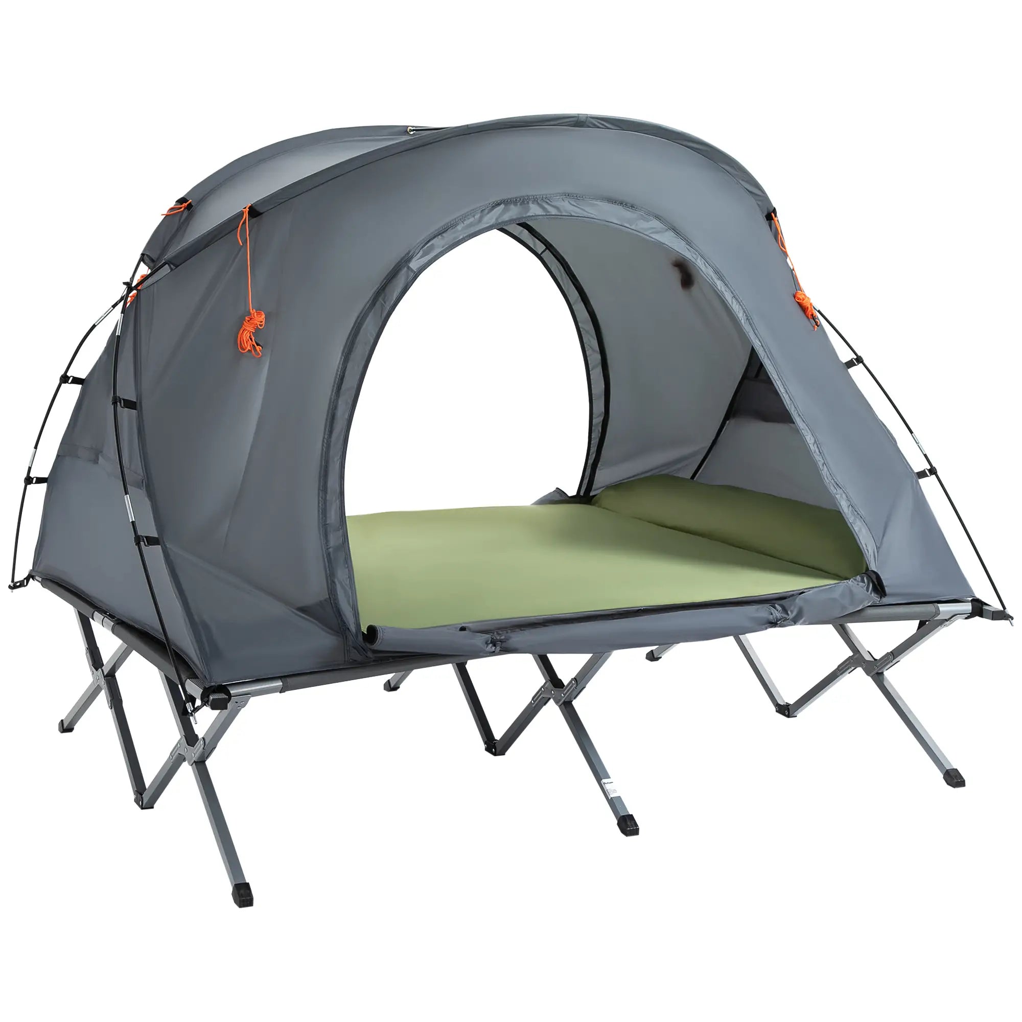 Outsunny kampeerbed met tent & luchtmatras voor 2 personen, 200×146×159 cm, Grijs