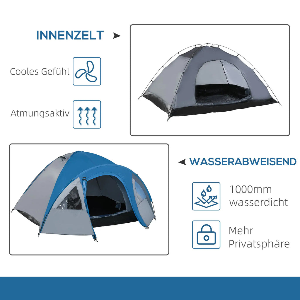 Outsunny Kampeertent 4-persoons 4-seizoenen met voortent outdoor