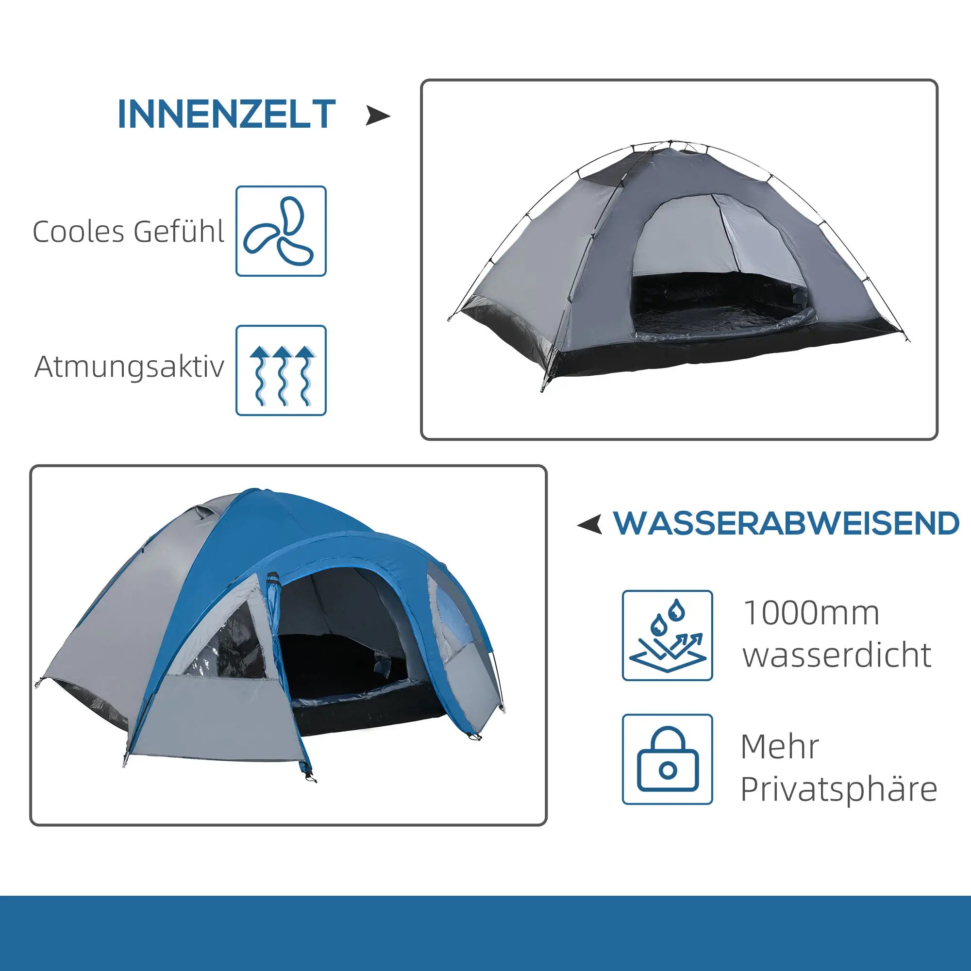 Outsunny Kampeertent 4-persoons 4-seizoenen met voortent outdoor