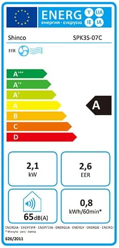 SHINCO Mobiele airconditioning met luchtafvoerslang, 9000 BTU, 2,6 kW, Koelen&Ventileren&Ontvochtigen, Mobiel airco-apparaat met slaapstand, Ruimte tot 22㎡, 24-uurs timer