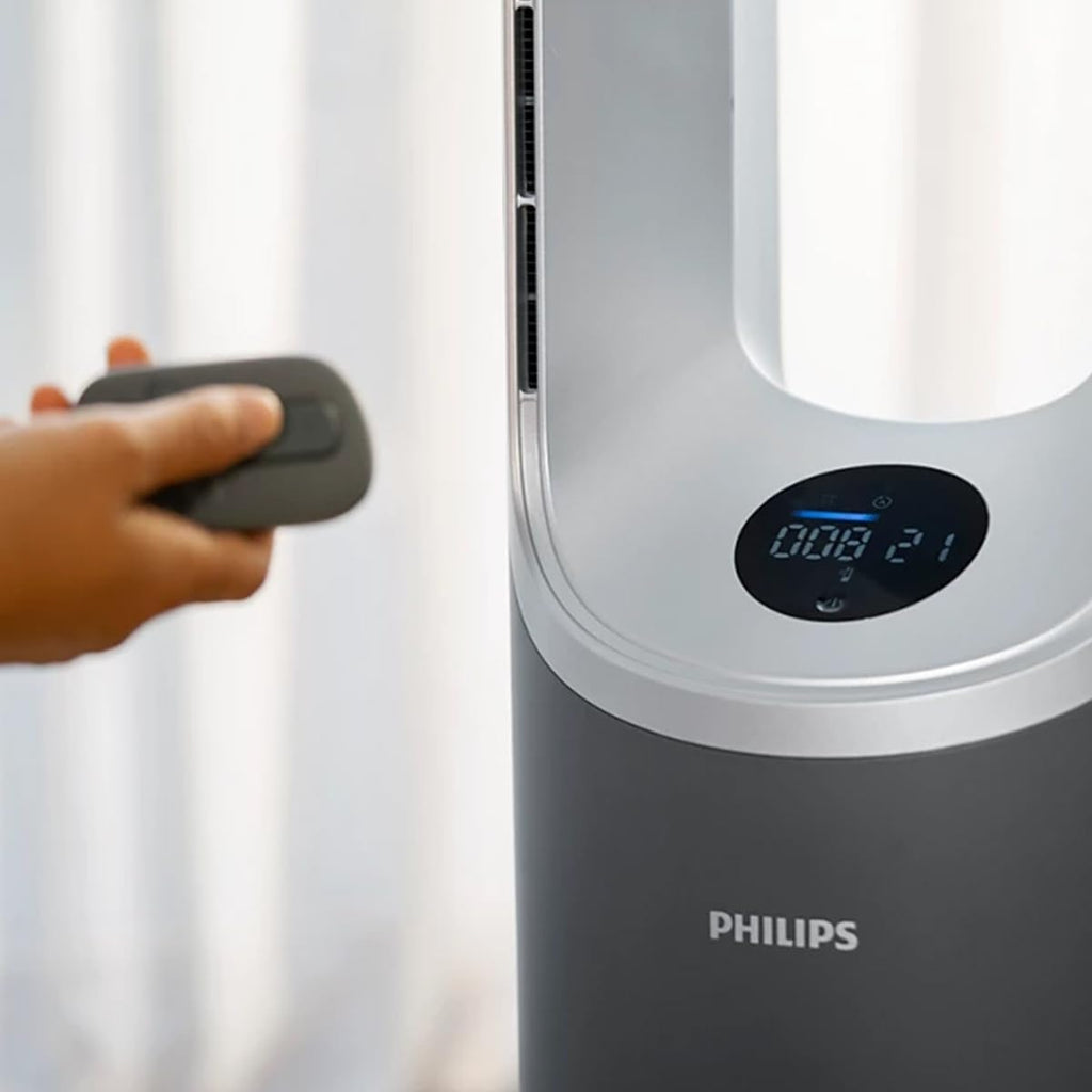 Philips Air Performer 2-in-1: Luchtzuiveraar en Ventilator - Reinigt 70 m², Verwijdert 99,97% van allergenen en verontreinigende stoffen. HEPA-filter, Slimme sensoren, Alexa, App. (AMF765/10)