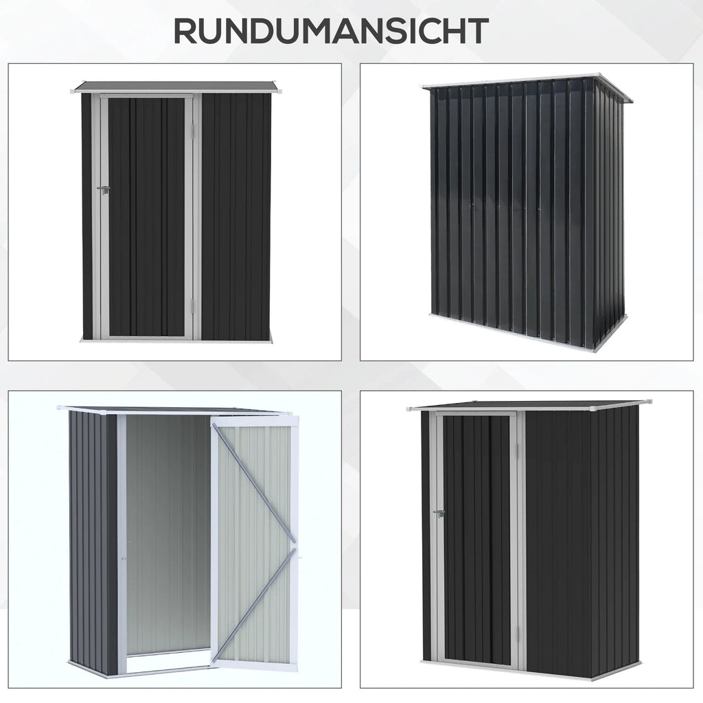 Outsunny Gereedschapsschuur 142×84×189 cm Staal Donkergrijs