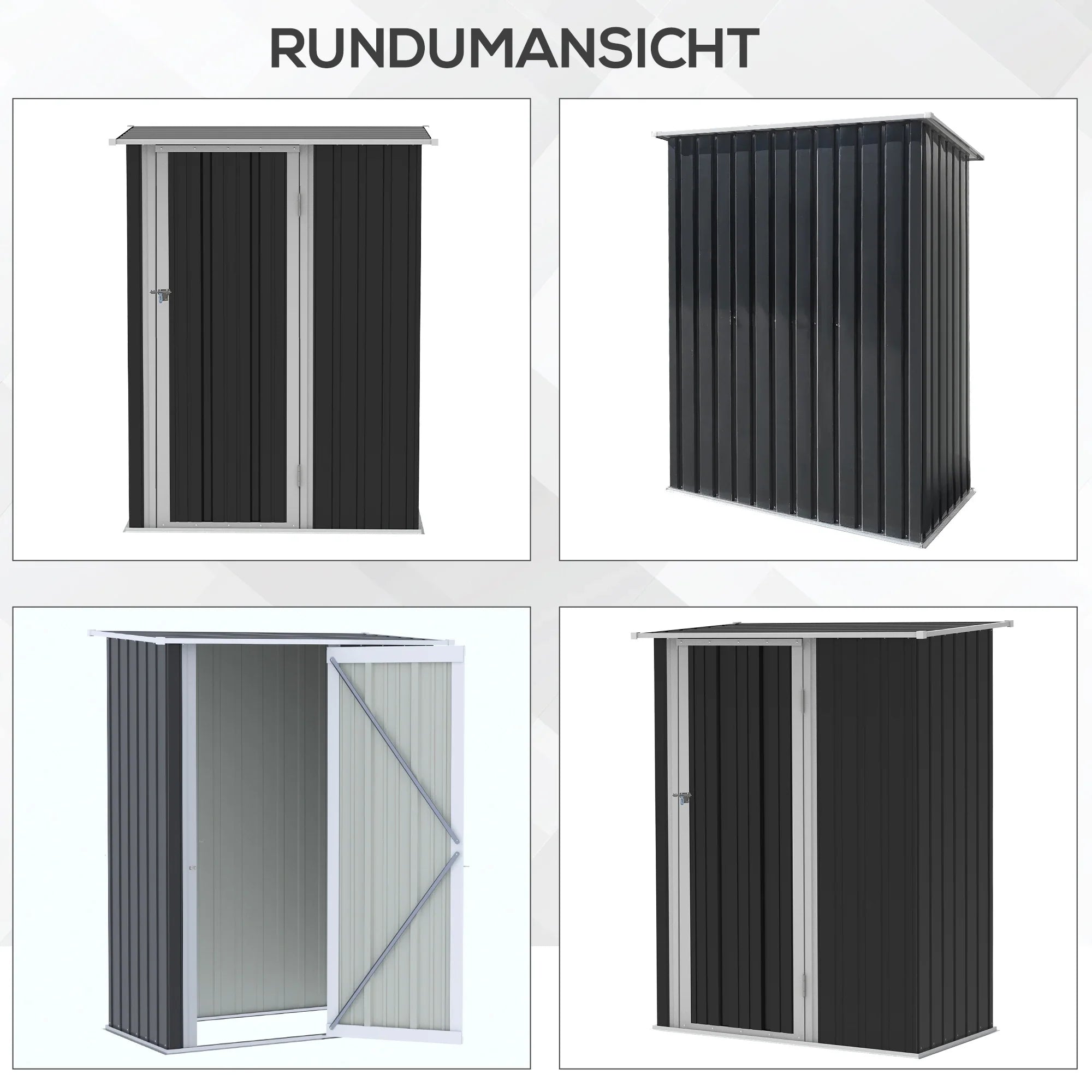 Outsunny Gereedschapsschuur 142×84×189 cm Staal Donkergrijs