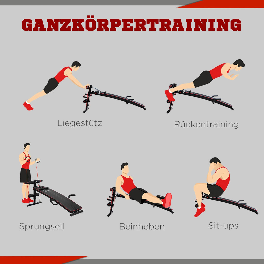 HOMCOM Sit-up-bank Trainingsbank met trainingsbanden verstelbaar