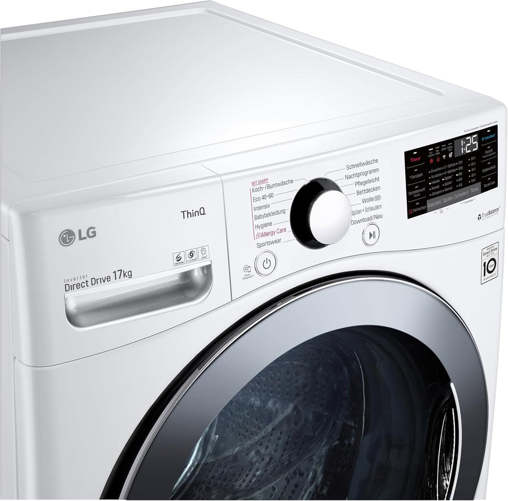 LG F4WV7080, Klasse A, Voorlader Wasmachine 8 kg, 1400 tpm, AI Direct Drive, Wi-Fi, Dieptereiniging met Stoom, Grote Capaciteit, TRIPLE A, Veiligheidsglas Buitendeur, 62 x 60 x 85 cm ꟷ Wit