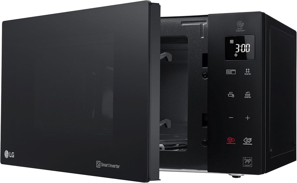 LG MH6535GIS Magnetron met invertertechnologie en kwartsgrill, 25 liter inhoud, 1000 W, automatische programma's, instelbare vermogensniveaus voor optimaal koken en EasyClean-functie, Zwart