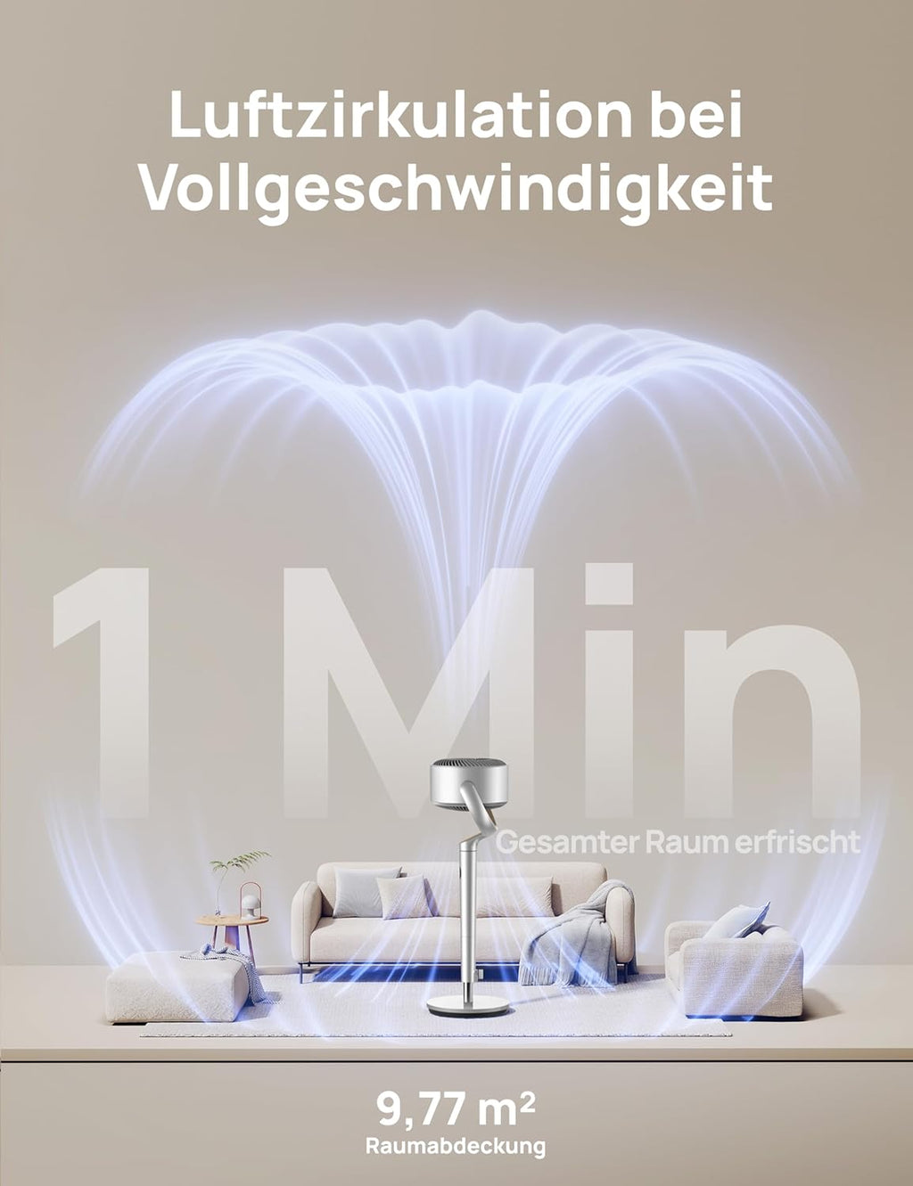 Dreo Slimme Staande Ventilator met RGB-licht, 120° +120° Oscillerende Ventilator met Afstandsbediening, 20dB Stille Vloerventilator voor Slaapkamer, 8H Timer, Zilver