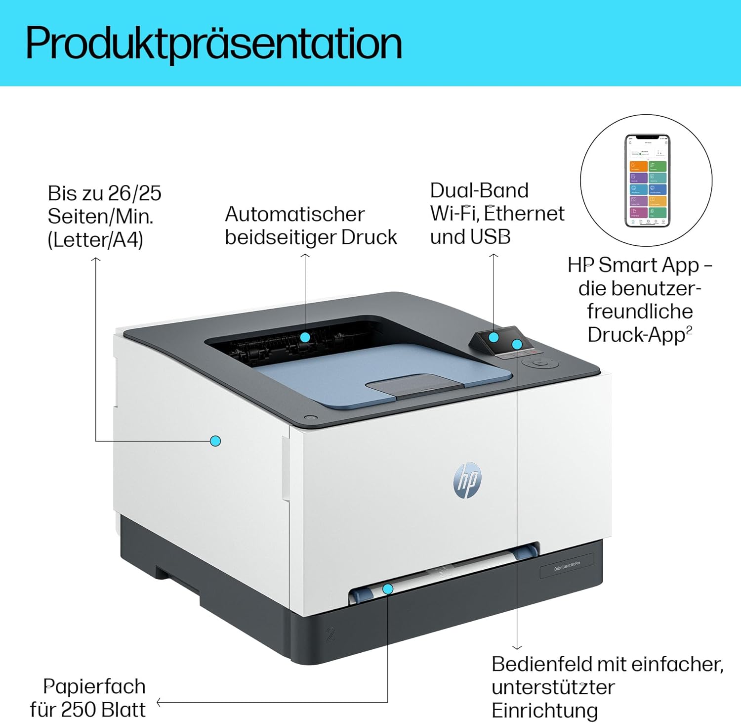 HP Color LaserJet Pro MFP 3302fdwg multifunctionele kleurenlaserprinter, fax, automatisch dubbelzijdig afdrukken, touchscreen, wifi, ethernet, USB, HP Wolf Pro Security