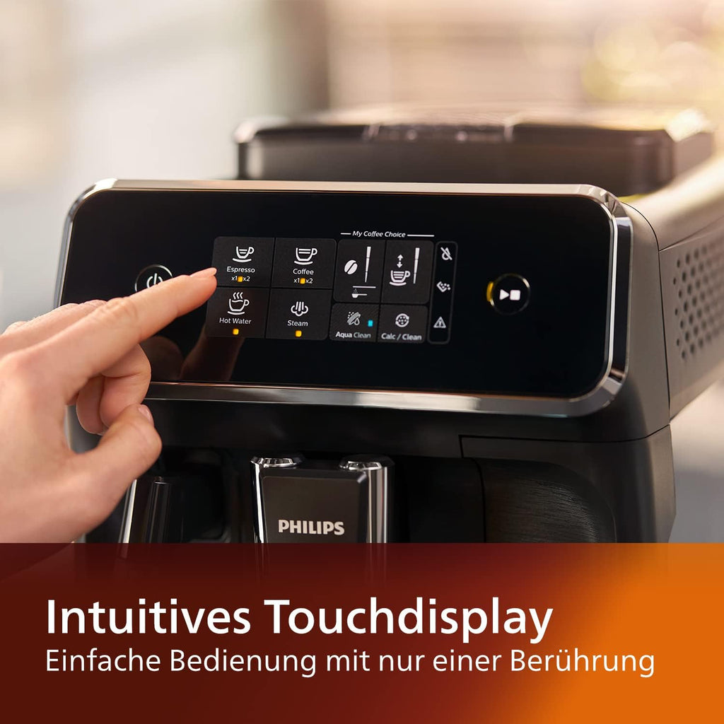 Philips Serie 2200 Espressomachine – Klassieke Melkopschuimer, Intuïtief Touchdisplay, mat Zwart (EP2220/10)