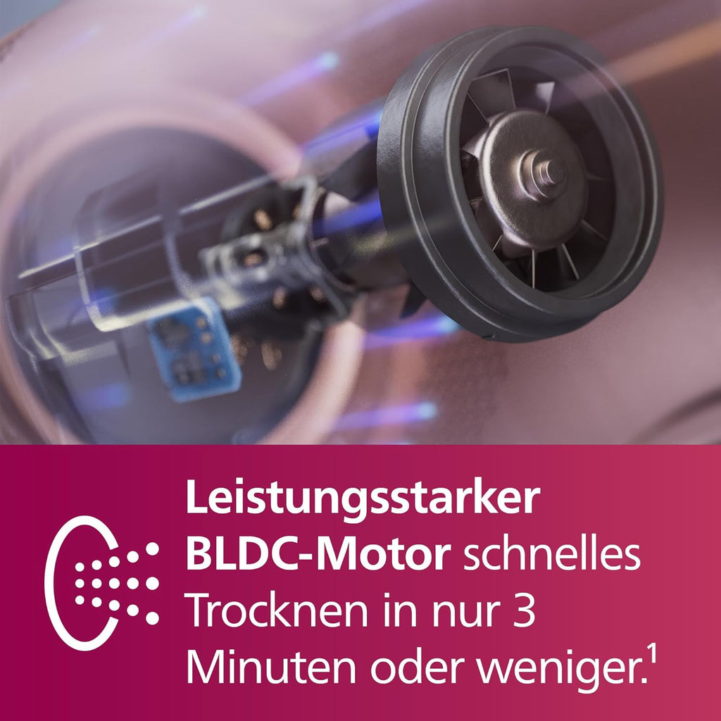 Philips Hogesnelheids-haardroger uit de 8000-serie, ThermoShield Advanced, ionisch, stylingmondstuk en diffuser, hoofdhuidverzorging, 1400 W, Rose Champagne, model BHD837/10
