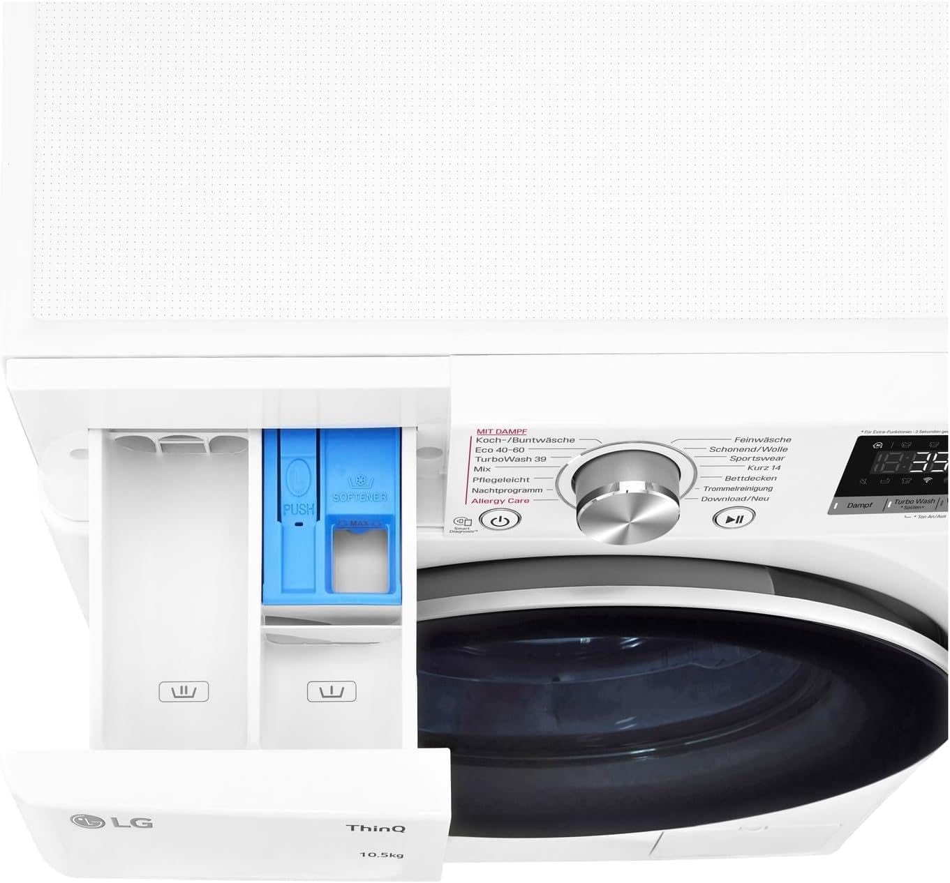 LG F4WV7080, Klasse A, Voorlader Wasmachine 8 kg, 1400 tpm, AI Direct Drive, Wi-Fi, Dieptereiniging met Stoom, Grote Capaciteit, TRIPLE A, Veiligheidsglas Buitendeur, 62 x 60 x 85 cm ꟷ Wit
