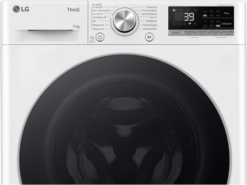 LG F4WV7080, Klasse A, Voorlader Wasmachine 8 kg, 1400 tpm, AI Direct Drive, Wi-Fi, Dieptereiniging met Stoom, Grote Capaciteit, TRIPLE A, Veiligheidsglas Buitendeur, 62 x 60 x 85 cm ꟷ Wit