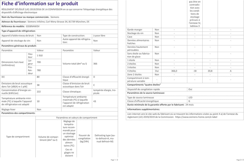 Siemens GS54NAWCV iQ500 vriezer, 176 x 70 cm, 327 L, noFrost nooit meer ontdooien, bigBox ruimte voor grote diepvriesproducten, varioZone flexibele glasplateaus en laden, wit