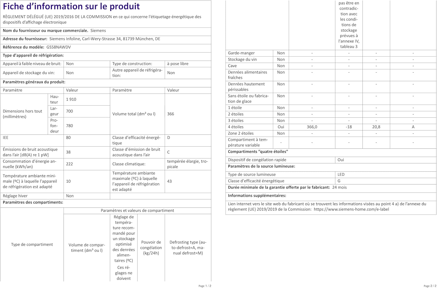 Siemens GS54NAWCV iQ500 vriezer, 176 x 70 cm, 327 L, noFrost nooit meer ontdooien, bigBox ruimte voor grote diepvriesproducten, varioZone flexibele glasplateaus en laden, wit