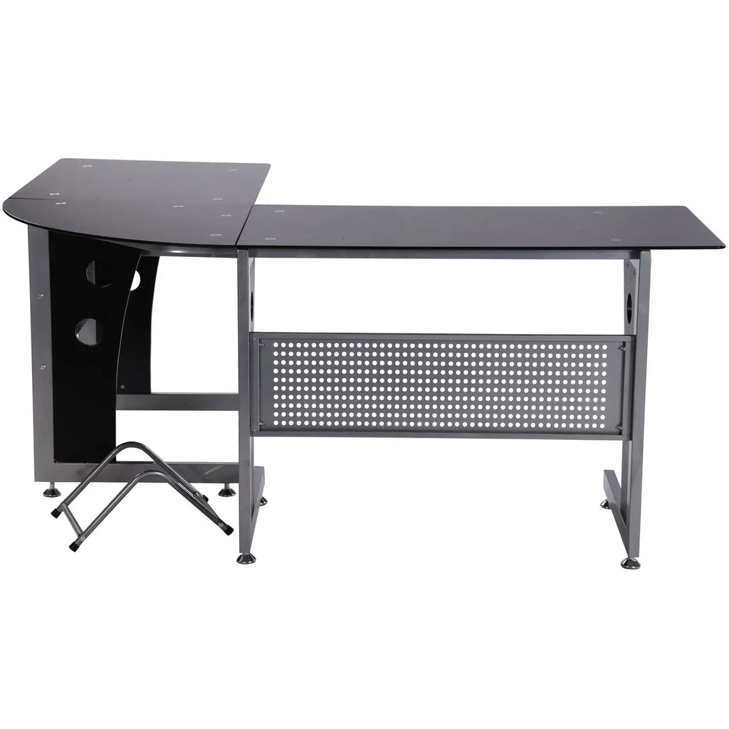 HOMCOM Hoekbureau L-vorm met Toetsenbordlade & PC-toren-houder