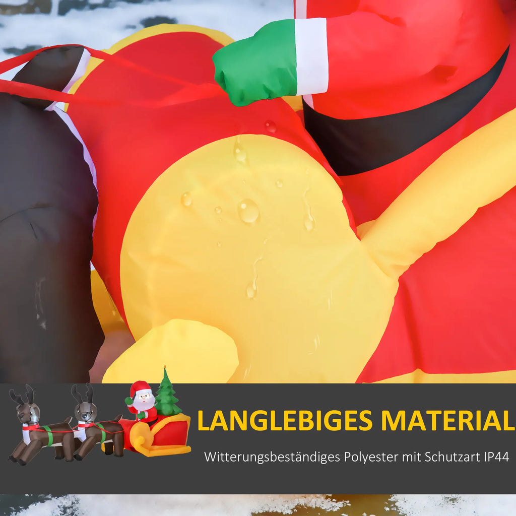 HOMCOM Opblaasbare kerstman met rendierslee LED IP44