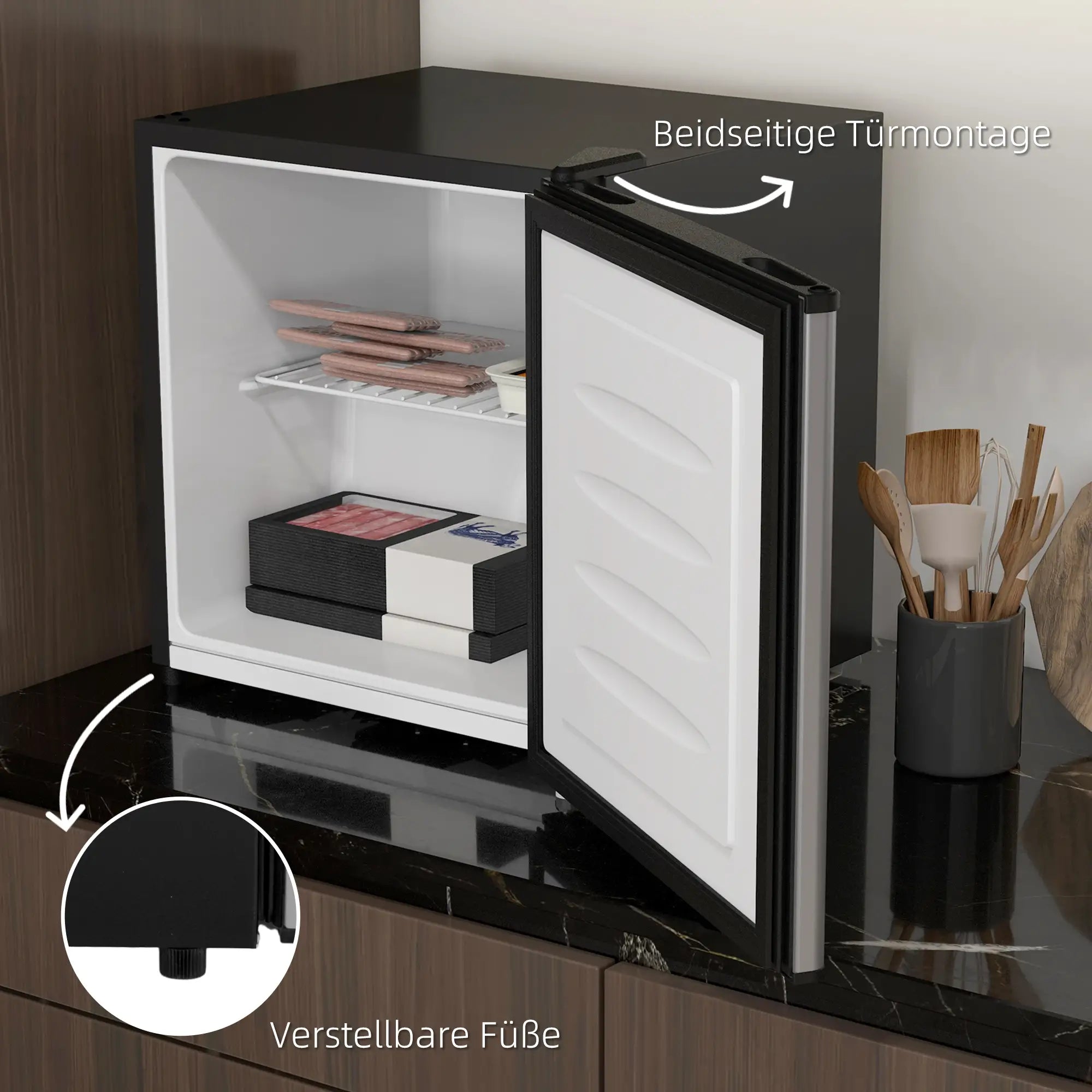 HOMCOM Mini-vriezer 35 l zilver - compact & efficiënt