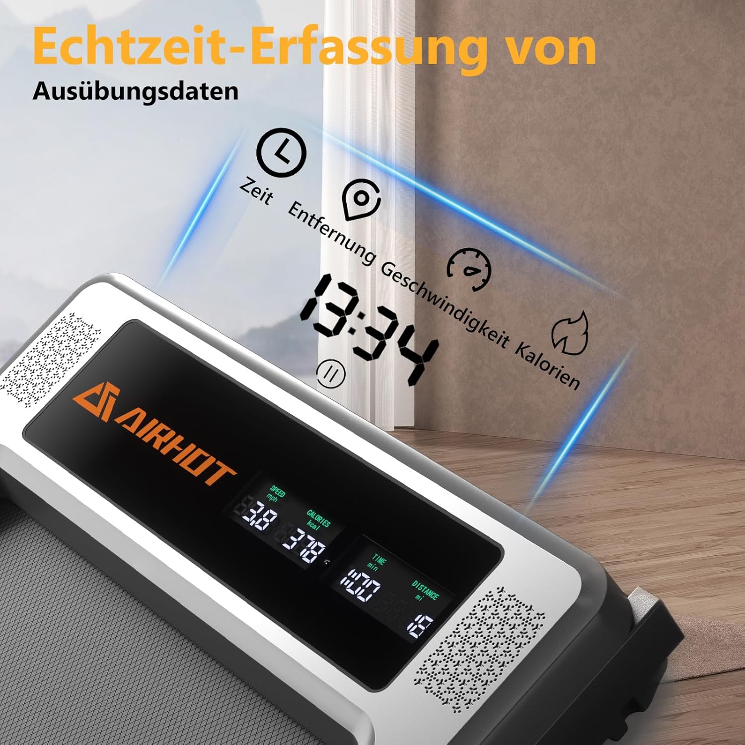 Loopband voor thuis-AIRHOT, 2,5 pk Walking Pad, loopband onder bureau met afstandsbediening en LED-display, maximale snelheid van 6 km/u OF 12 km/u. Compacte loopband voor thuis of op kantoor