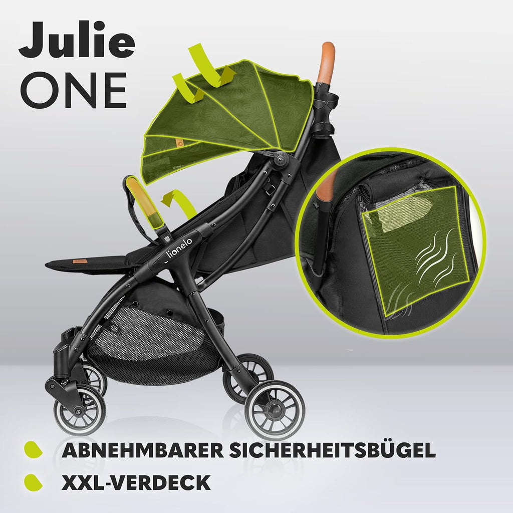 LIONELO Julie One Buggy kinderwagen tot 22 kg, verstelbare rugleuning en voetsteun, muskietennet, beenwarmers, bekerhouder en draagtas, inklapbaar
