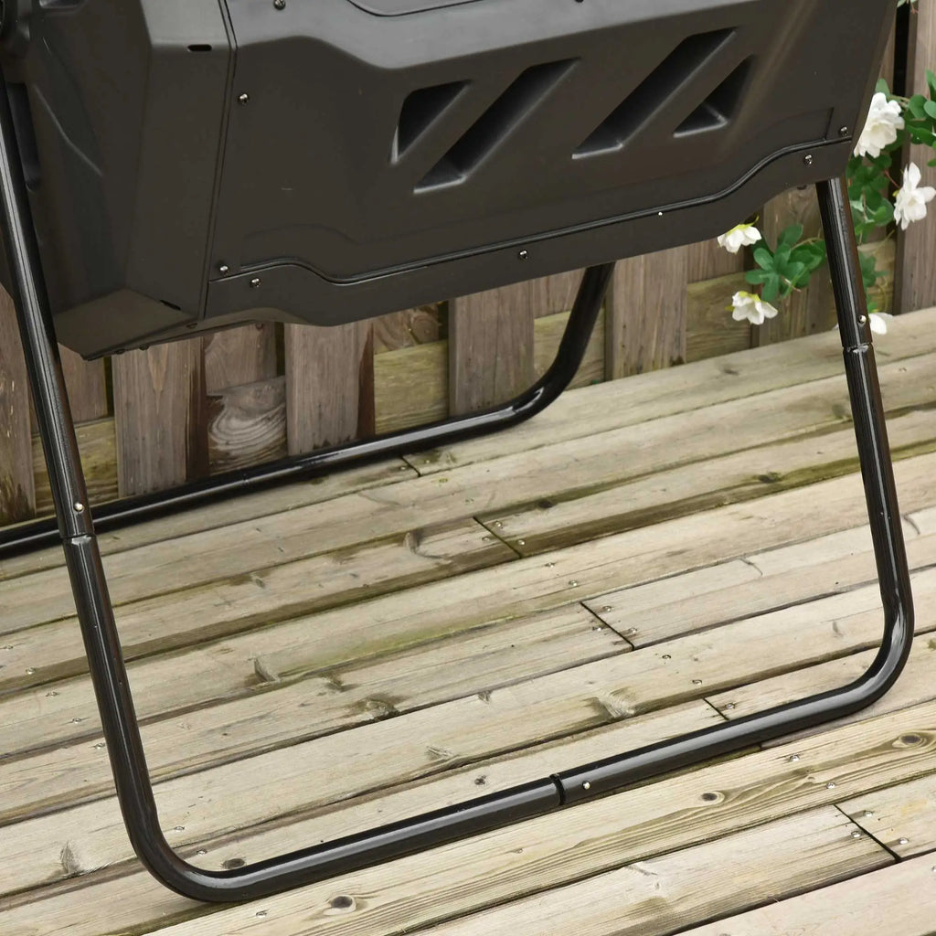 Outsunny Trommelcomposter met 2 kamers 360° draaibaar