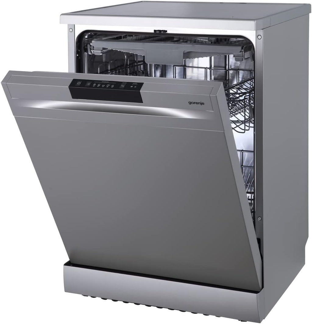 Gorenje GS 620 C10S Vrijstaande vaatwasser / 60 cm / 14 couverts / 3 rekken / 5 programma's / Inverter PowerDrive Motor / SpeedWash / TotalDry / volledige overloopbeveiliging / Grijs metallic